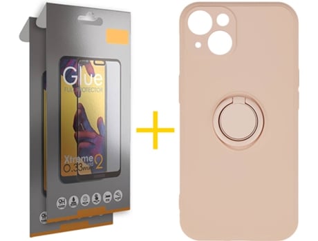 Carcasa + 2 Protectores de Vidrio Full iPhone 13 Mini SKYHE Gel O-Ring Rosa
