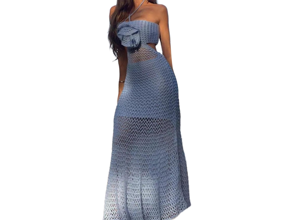 Vestido De Playa De Punto Sin Espalda Para Mujer
