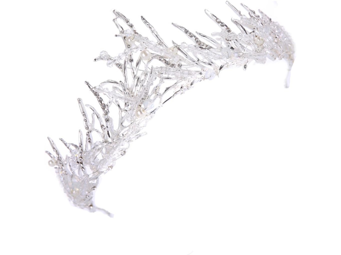 Elegante Corona Nupcial De Cristal Blanco, Accesorio Para El Cabello Chic Para Mujeres, Decoración Para