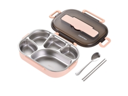 Fiambrera Bento de 1300 ml en acero inoxidable 304 - Fiambrera térmica a prueba de fugas con 5 compartimentos para hombres y mujeres.
