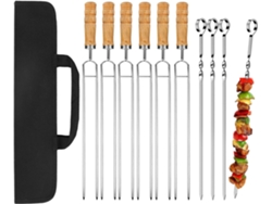JILLIOPER Brochetas profesionales para barbacoa al aire libre, brochetas para kebab, diseño plano antivuelco, fácil extracción de alimentos, acero inoxidable gr