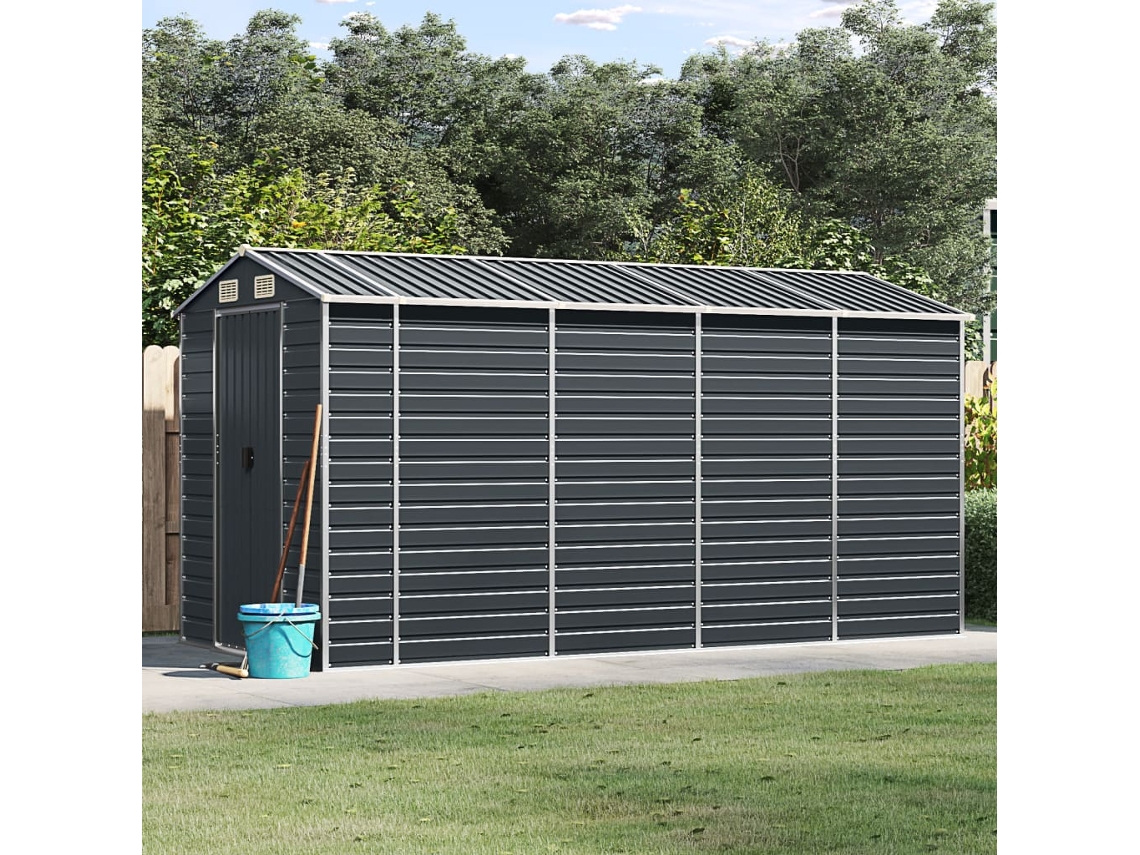 Abrigo De Jardim 191x385x198 Cm Acero Galvanizado Antracita Dkd Home Decor