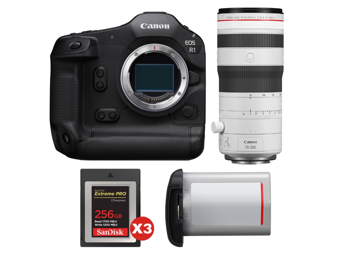 Canon Eos R1 + Rf 70-200mm F/2.8 L Is Usm Z Blanco + 3 Sandisk 256gb Extreme Pro Cfexpress Type B + Canon Lp-e19 + Ebook Pricedirect