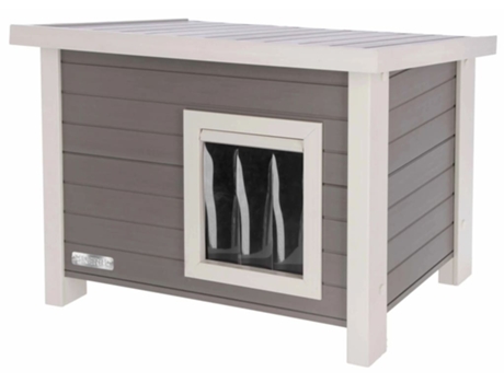 Kerbl ECO Caseta de gato Eli gris y blanca 57x45x43cm