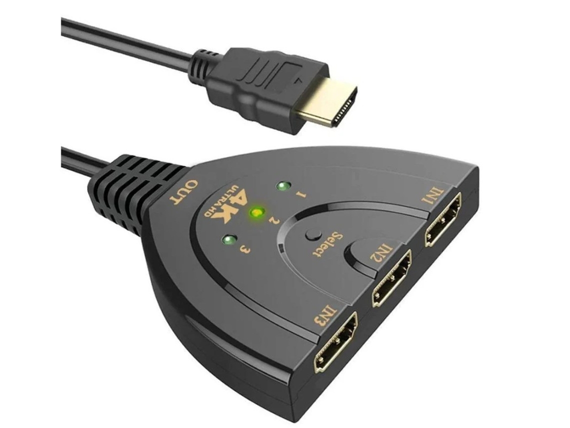 Conmutador HDMI 4K de 3 puertos YIZHOOD, color negro