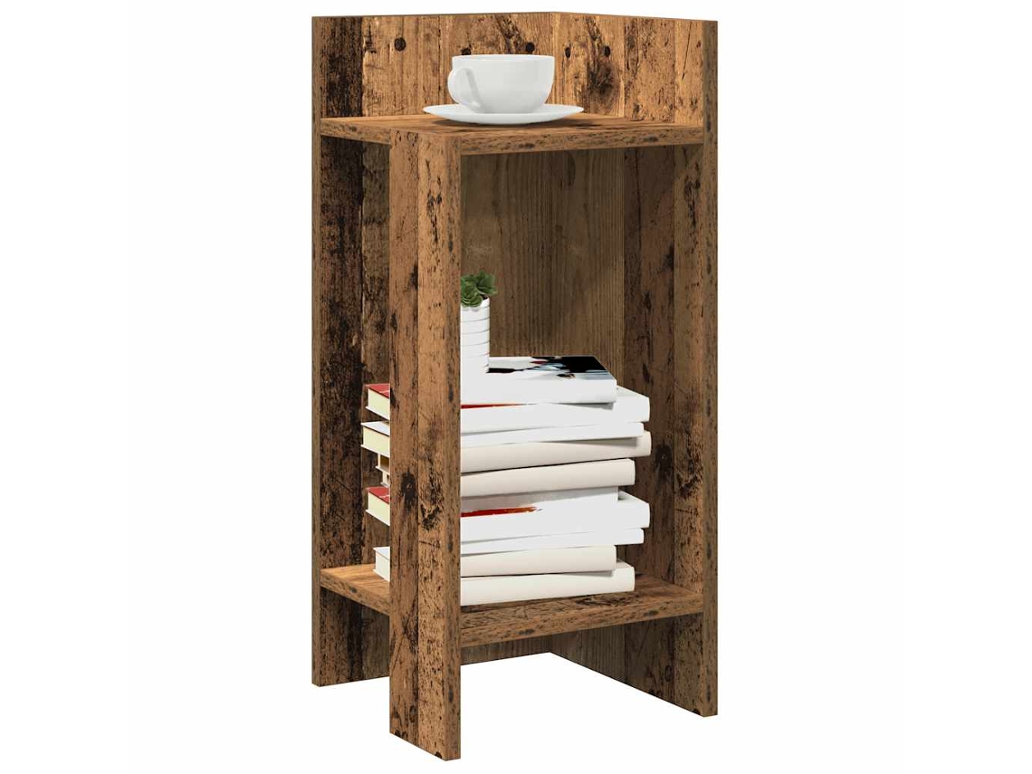 Mesa Auxiliar | Mesa Lateral Con Estante Envejecida 25,5x27x60 Cm
