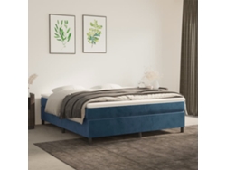 Estructura De Cama Sin Colchón Terciopelo Azul Oscuro 160x200cm
