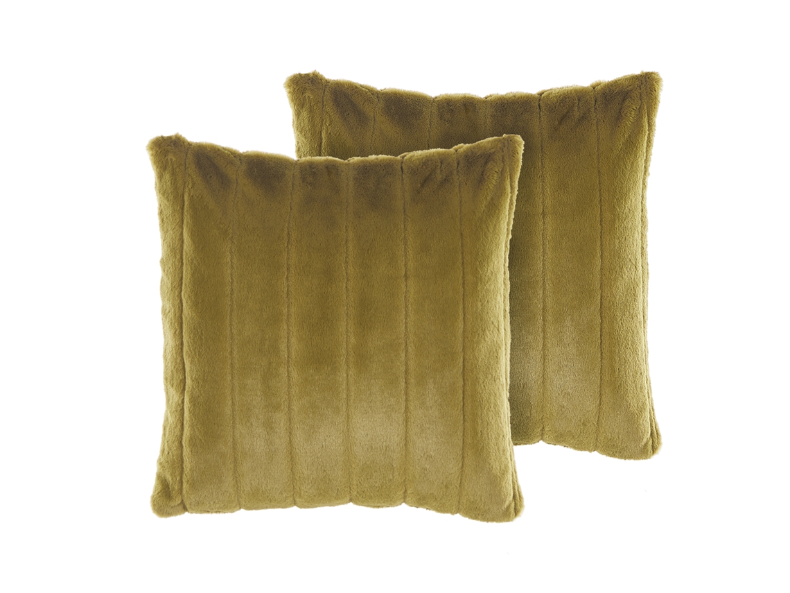 Conjunto De 2 Almofadas Decorativas Beliani Pumila De Pelo Sintético Verde 45x45x10