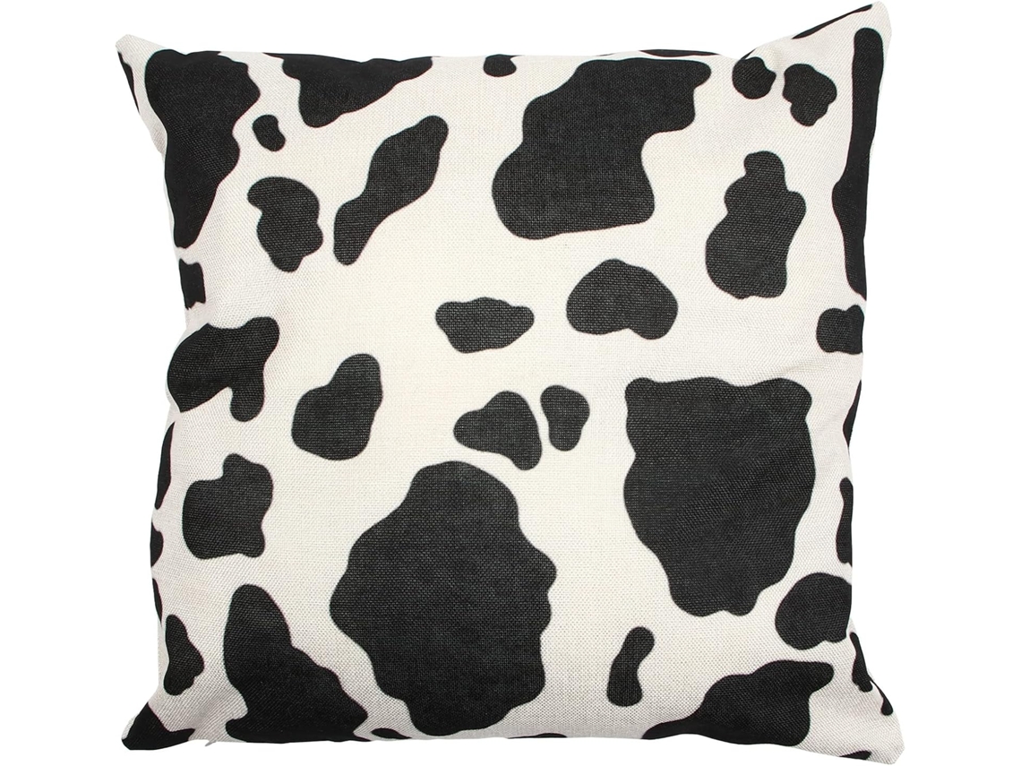 Funda De Cojín Con Estampado Vaca, Mullida, 45x45cm, Felpa Para Muebles Dormitorio Y Salón.