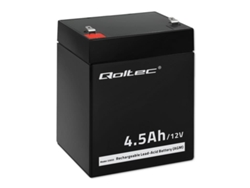 Batería QOLTEC AGM de 12 V y 4,5 Ah para sistemas UPS, de emergencia, de alarma y de CCTV.