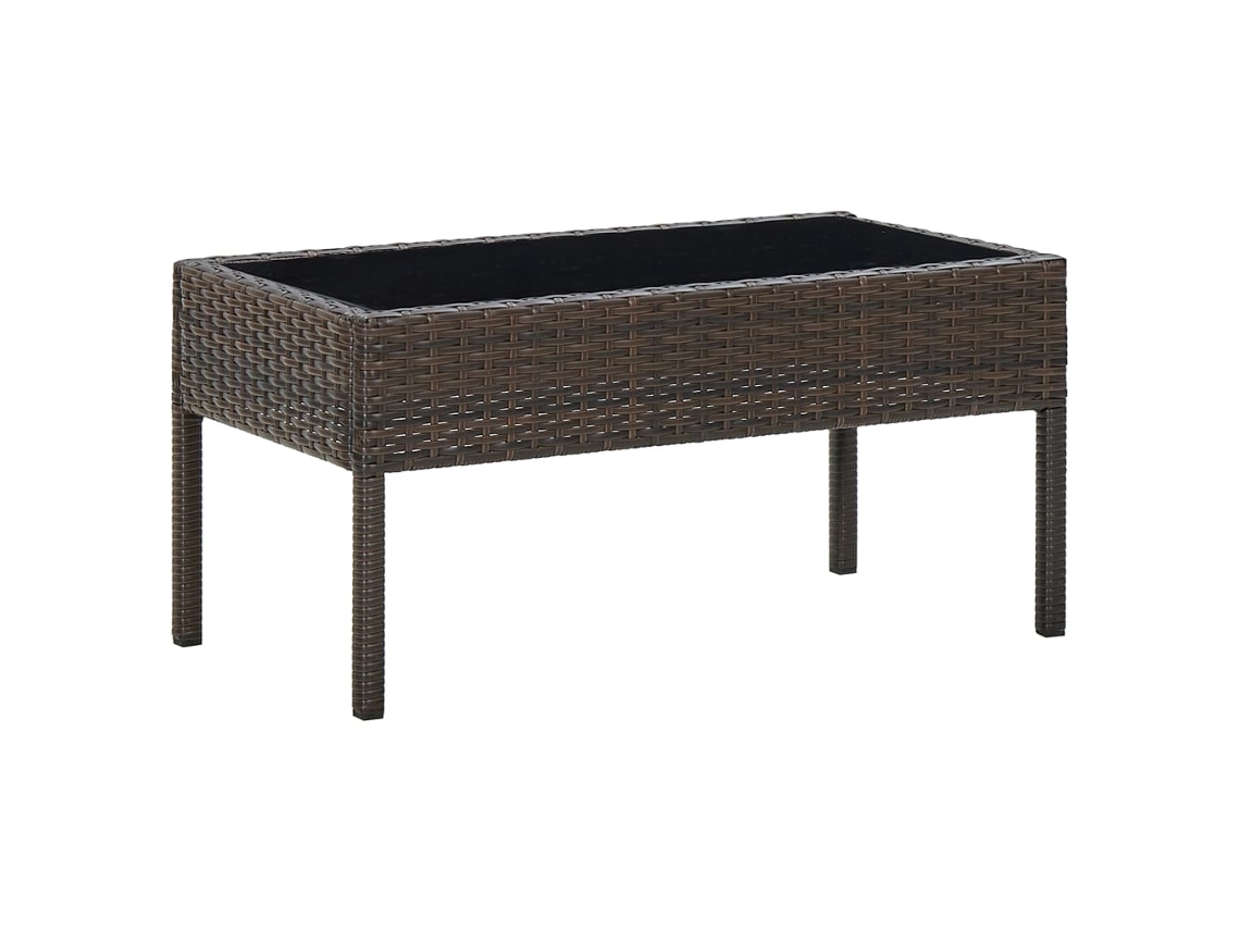 Mesa de jardín LOVELY HOME Comedor de Mimbre con Base Marrón (75 x 40 x 37 cm)