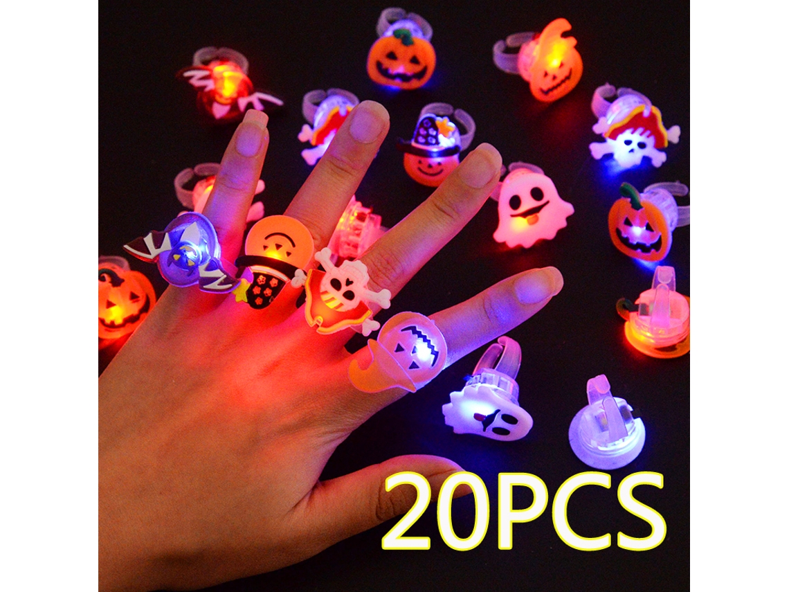 20 anillos luminosos de Halloween, pulseras luminosas de calabaza fantasma, juguete divertido para fiestas infantiles Viewleaf