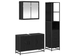 Conjunto de muebles de baño con puerta, 3 piezas, roble negro, MAISON EXCLUSIVE