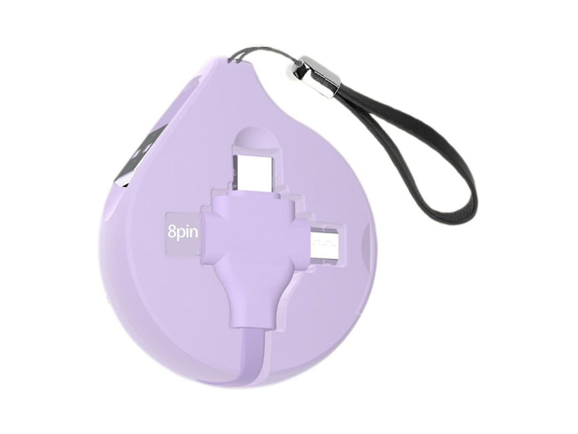 Cable Usb Telescópico Tres En Uno De Carga Rápida, 1 Metro, Color Morado.