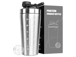 Batidora de proteínas de acero inoxidable de 900 ml con balón para deportes y culturismo