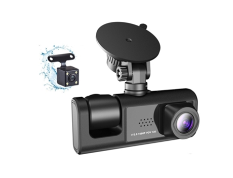 3 cámaras Dash Cam Multi-idioma claro espejo retrovisor para coche videocámara de grabación de vídeo negro