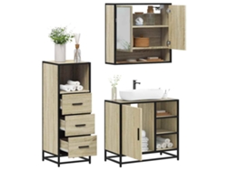 Juego de muebles de baño de 3 piezas, derivados de madera de roble, Sonoma