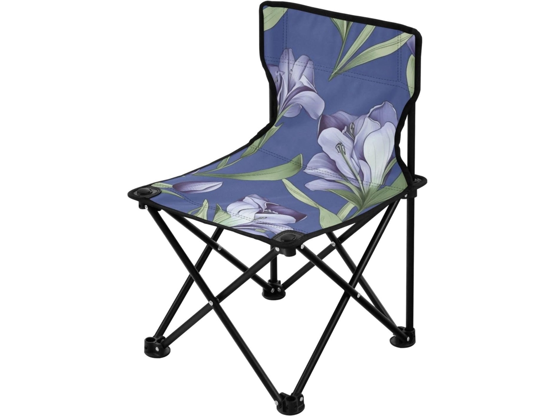 Silla de camping Alipis fabricada en nailon, tela, acero y patas. Plegable, portátil y ligera. Ideal para acampar.