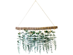 Decoración de pared artificial Rebe con hojas colgantes de eucalipto verde para dormitorio o baño de estilo bohemio, con un toque natural y moderno.