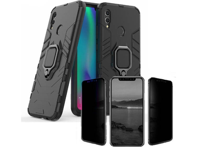 Kit Carcasa y Protector Privacy Huawei P Smart 2019 Military Defender Negro
