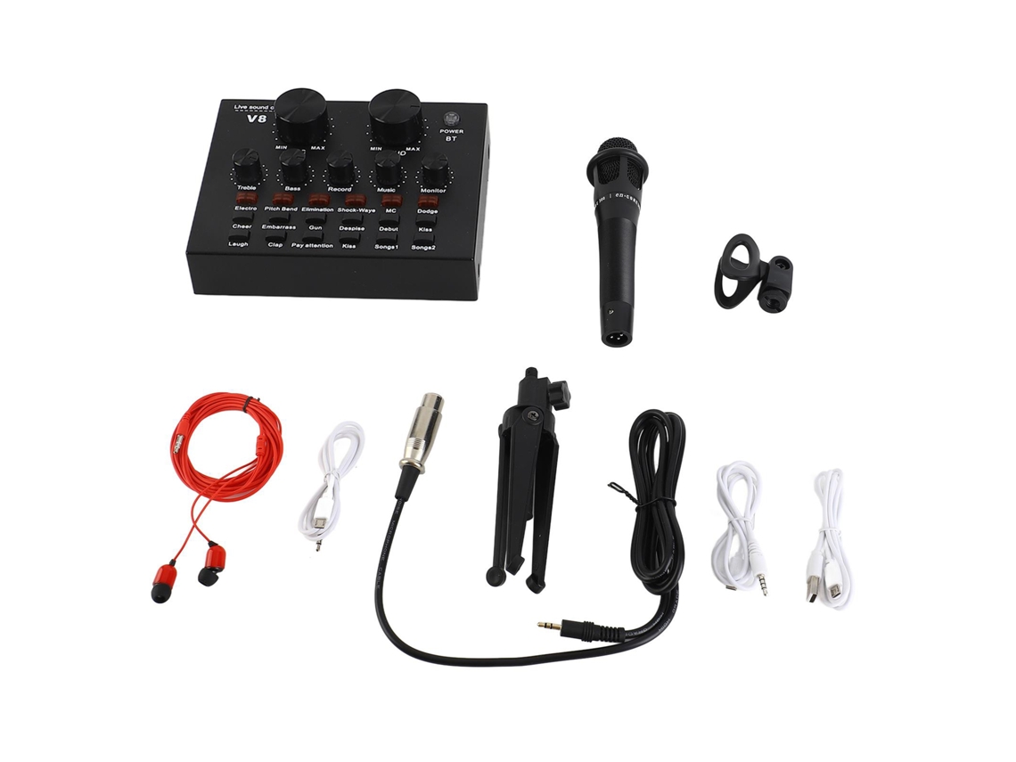 Tarjeta de sonido karaoke V82 (audio en tiempo real, compatible con dispositivos móviles y ordenadores)