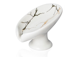 Jabonera De Cerámica Para Baño, Soporte Con Forma De Hoja Y Diseño De Mármol Blanco.