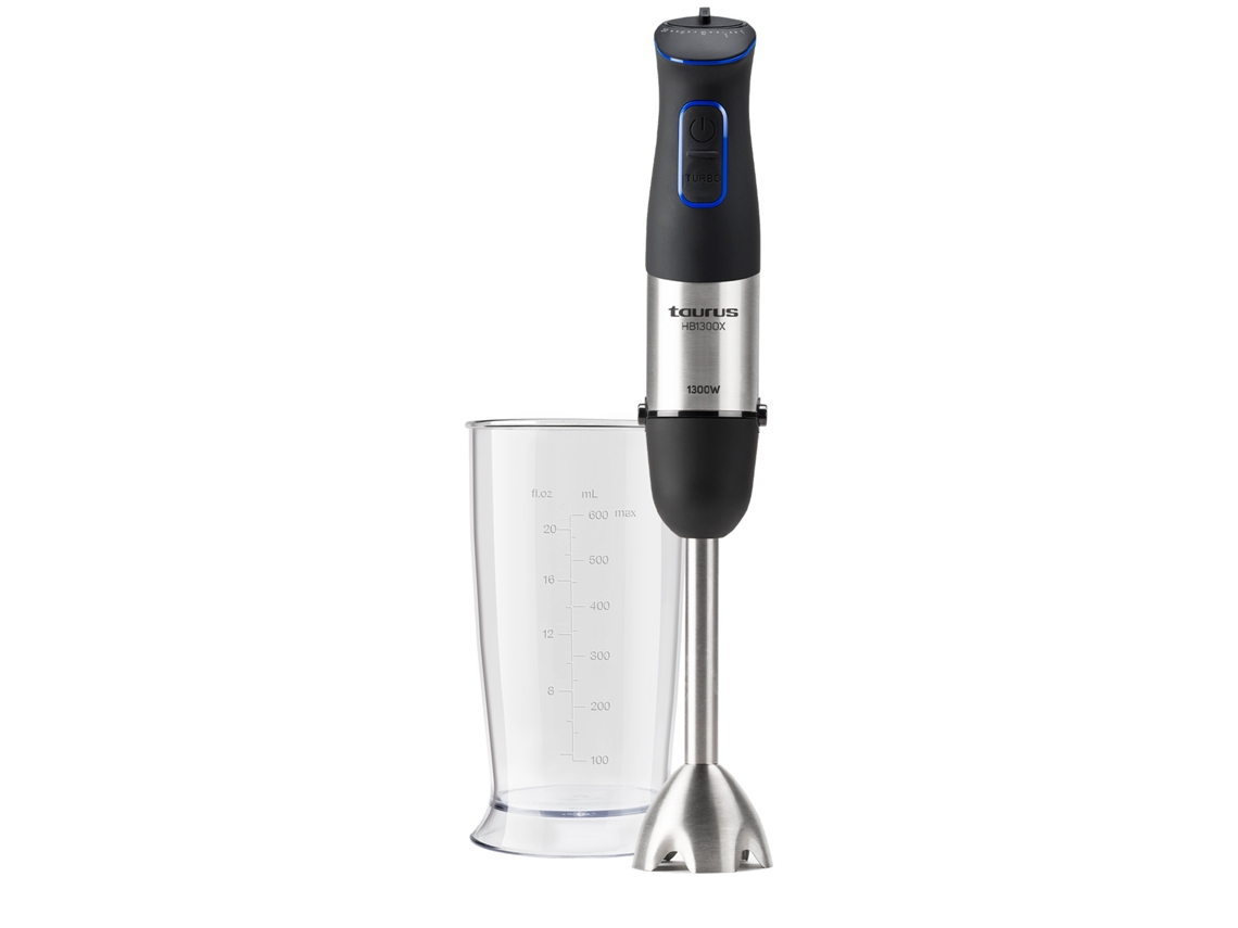 Licuadora de mano Taurus HB1300X (7AP), 1300 W, cuchillas de acero inoxidable, regulador de potencia, sistema antisalpicaduras