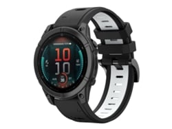 Bracelete Para Garmin Fenix E (47mm) - Silicone Esportivo - Duas Cores (22mm) Preto + Branco