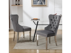 Silla De Comedor Con Tope De Puerta, 2 Piezas, Tachuelas, Terciopelo Gris.