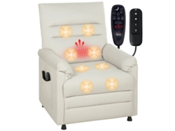 Sillón Reclinable Eléctrico Con Masaje Y Calor, Crema