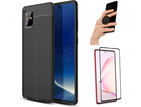Carcasa, Protector y Popsocket Samsung Note 10 lite Rugged Leather Negro