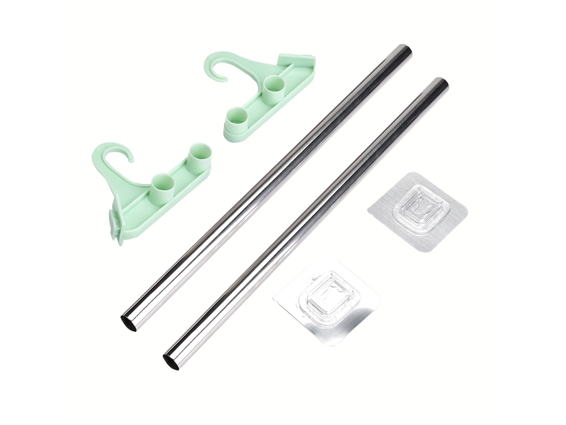 Toallero doble para cocina, baño, acero inoxidable, montaje en pared, color verde