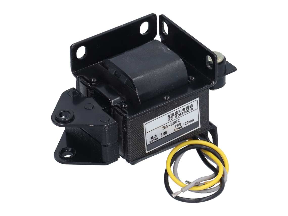 Solenoide elétrico de acionamento por pressão e tração 220V AC resistente à água e com dissipação de calor.