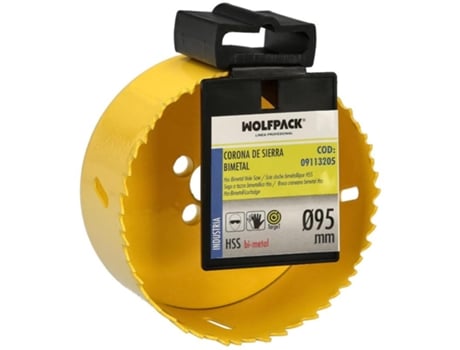 Corona Sierra Bimetal Ø 95 mm Templado Termico. Base Reforzada. Corona Madera. Broca Agujeros Madera. Acero. Hierro. Plasticos WOLFPACK LINEA PROFE...