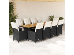 Conjunto de bistró de jardín de 11 piezas DKD Home Decor con cojines de mimbre negros