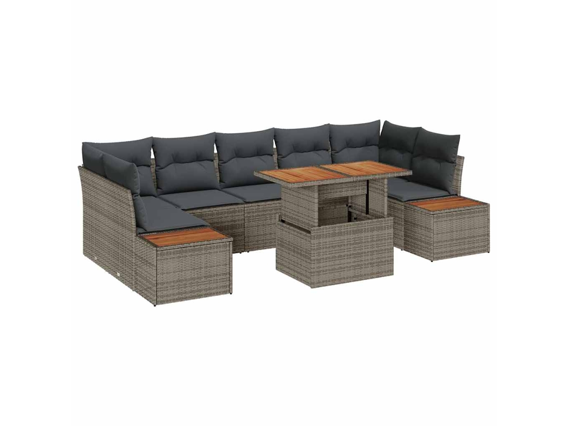 Maison Exclusive - Juego de comedor de jardín de 8 piezas, gris y marrón