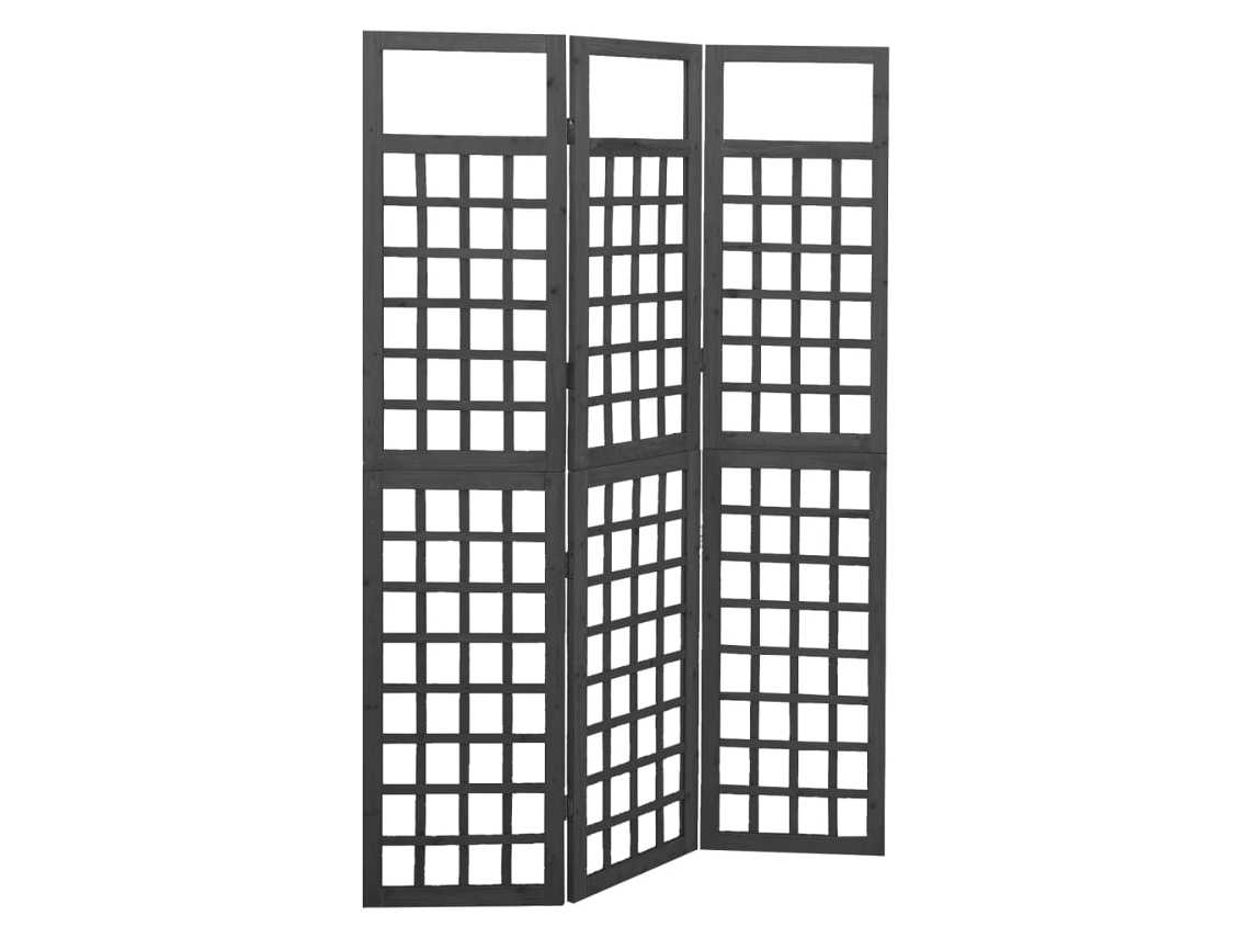 Biombo/enrejado De 3 Paneles Madera De Abeto Negro 121x180 Cm
