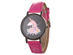 Reloj De Pulsera Analógico De Cuarzo Rosa Y Rojo Con Esfera Redonda, De Aleación, Para Parejas, Estilo Casual De Negocios.