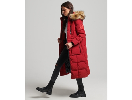 Abrigo para Mujer SUPERDRY (L - Poliéster - Rojo)