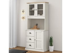 Aparador Alto | Mueble De Comedor | Buffet Alto Vigo Madera Maciza De Pino Blanco 78x40x175 Cm Wsd26818