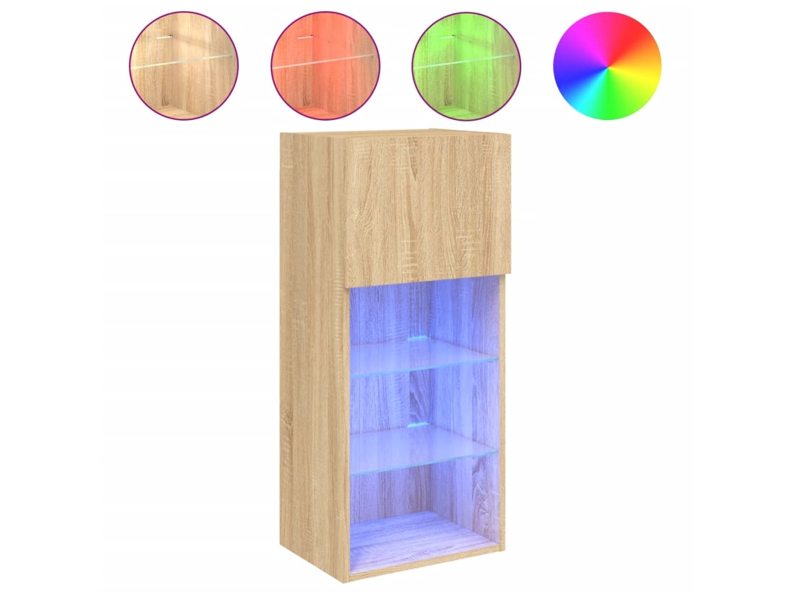 Maison Exclusive - Mueble Para Tv Con Luces Led Roble Sonoma 40,5x30x90 Cm