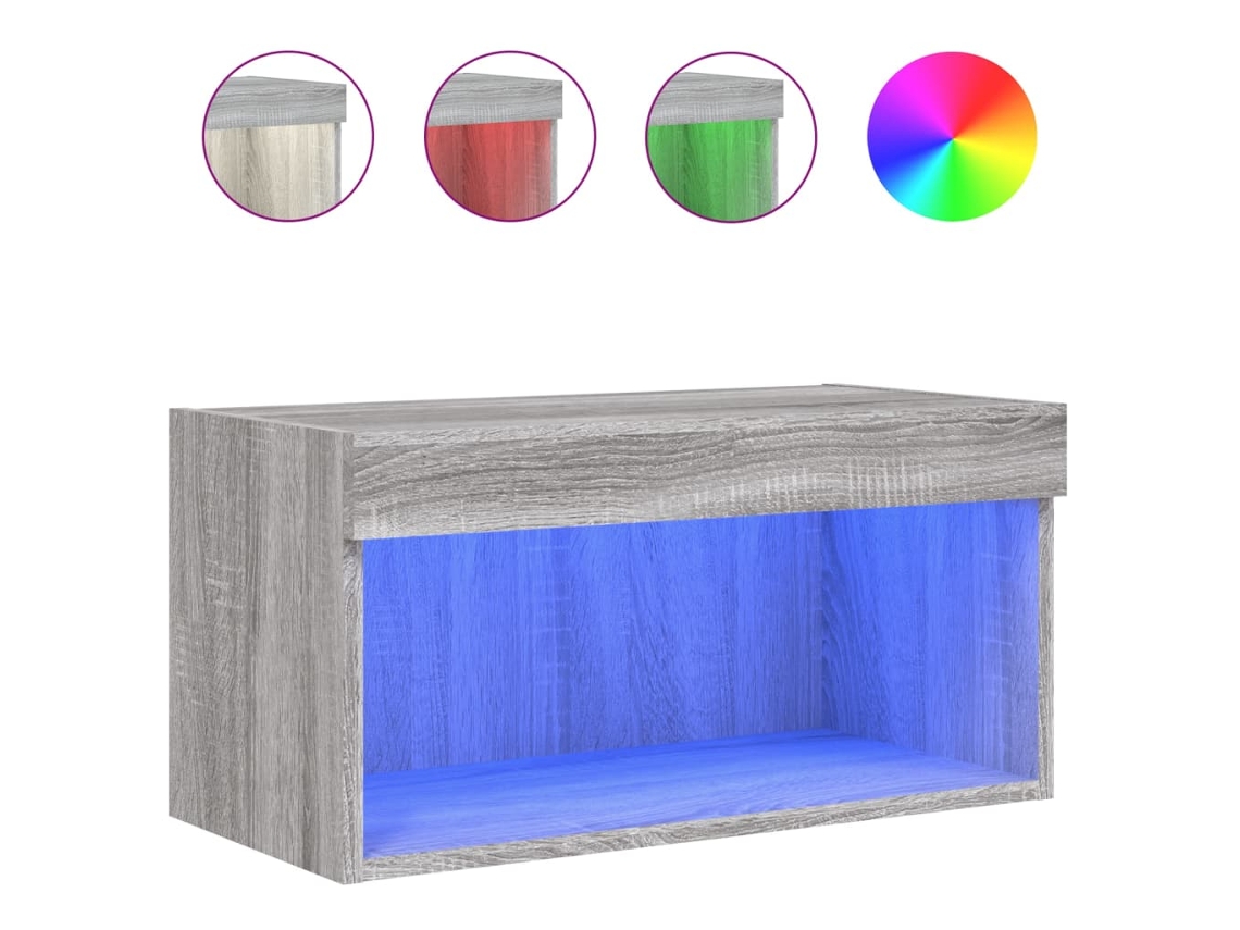 Maison Exclusive - Mueble Para Tv Con Luces Led Gris Sonoma 60x30x30 Cm