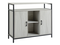 Aparador moderno de madera ZENCORE SERVICES con 2 armarios y estantes, para salón y recibidor, gris claro, 100x34x87,2cm
