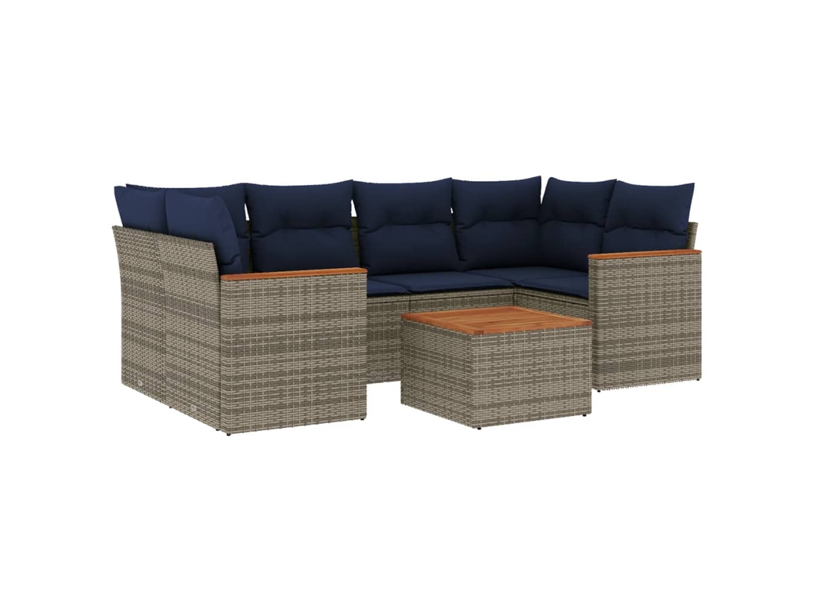 Maison Exclusive - Conjunto De Sofá De Jardín De 7 Piezas Con Cojines, Poliratán Gris