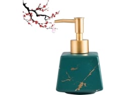 2026-linjou Dispensador De Jabón Cerámico Cuadrado Textura Mármol Verde 260ml Recargable