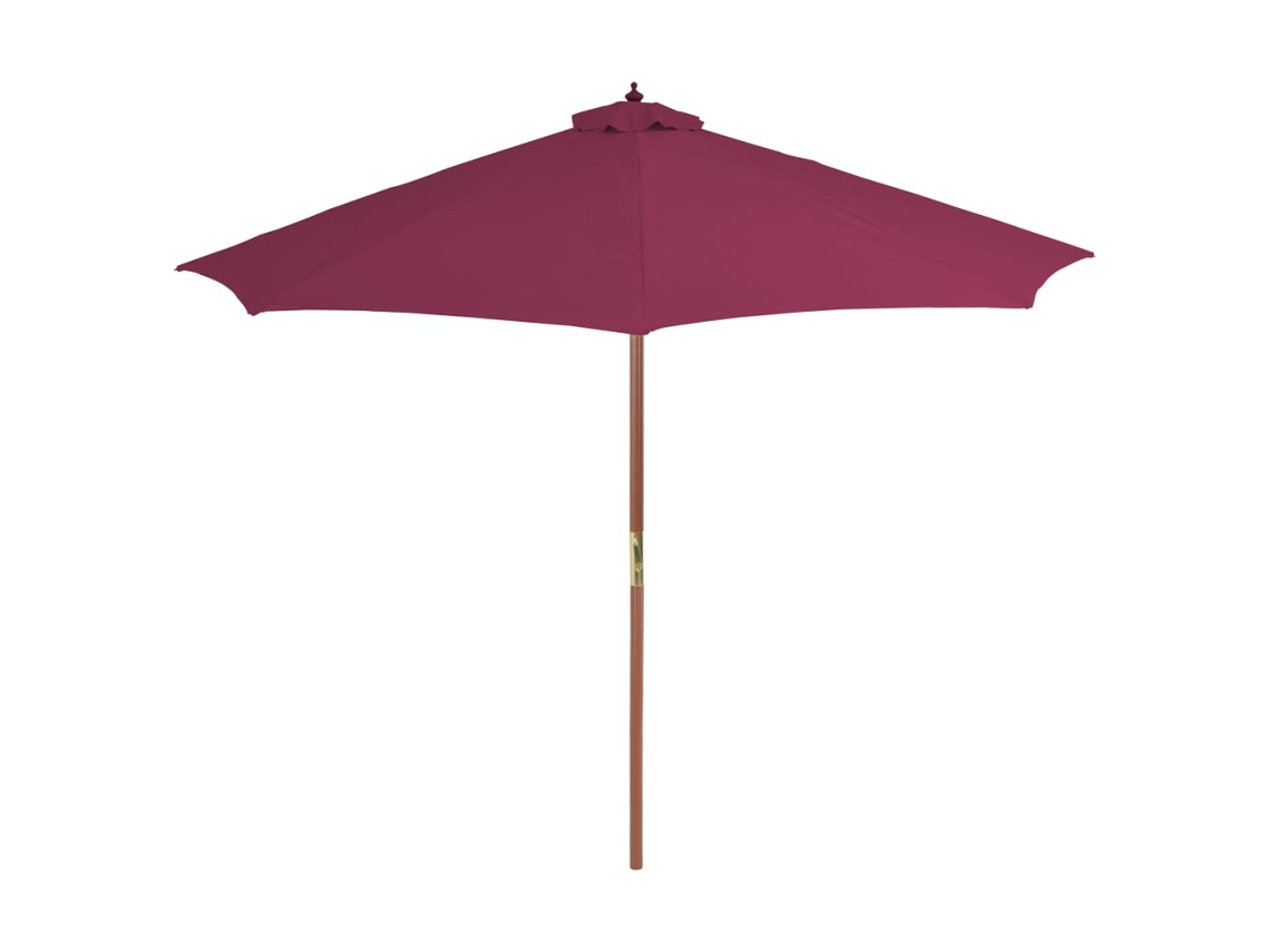 Sombrilla de exterior con mástil de madera, 300 cm, color rojo burdeos, EXCLUSIVA DE LA CASA