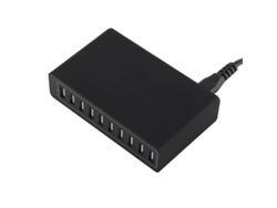 Cargador De Pared Usb De 10 Puertos Multi-puerto 50w 10a Para Teléfonos Móviles Y Tablets