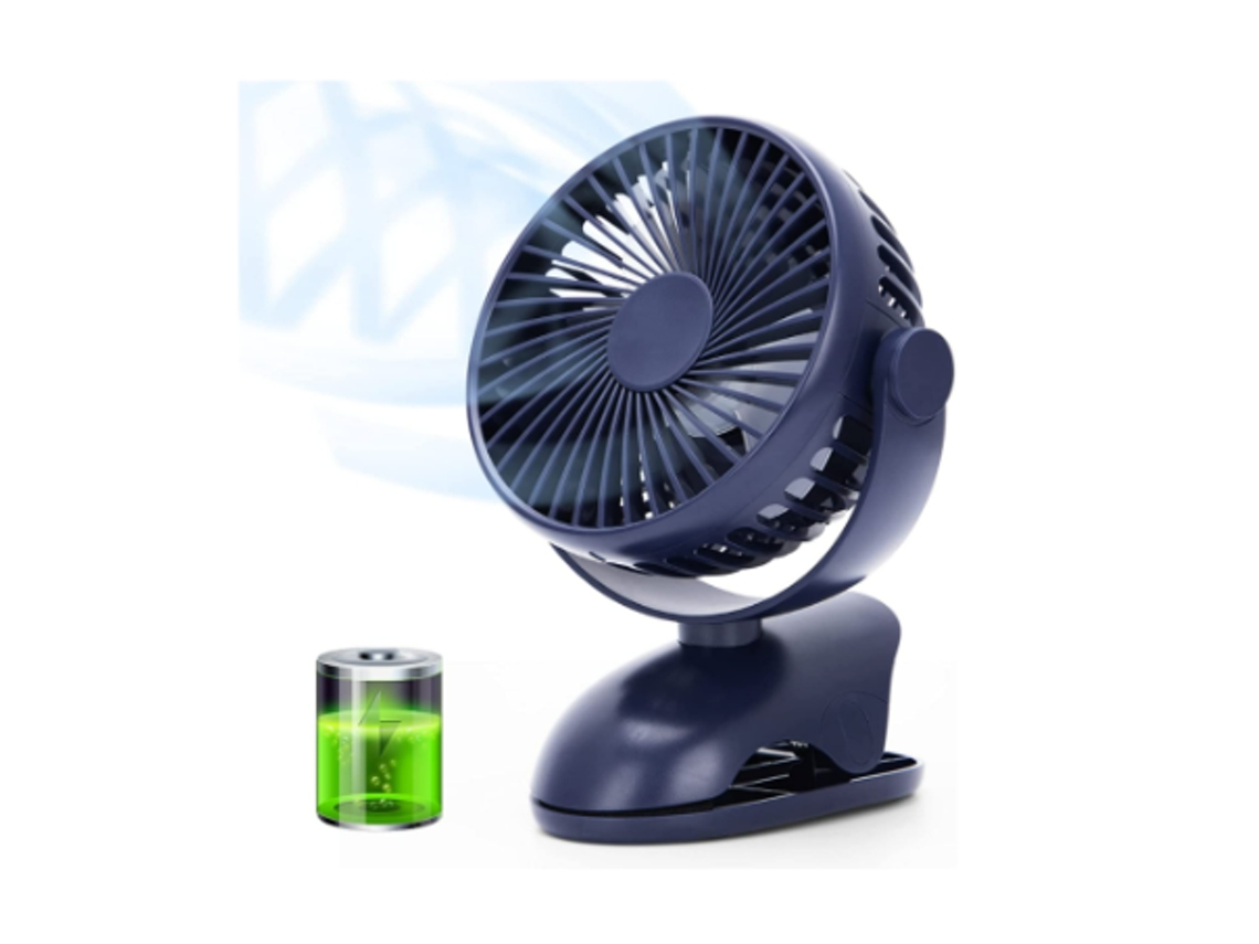 Ventilador para cochecito Yizhood de 3600 mAh y rotación de 360°, color azul