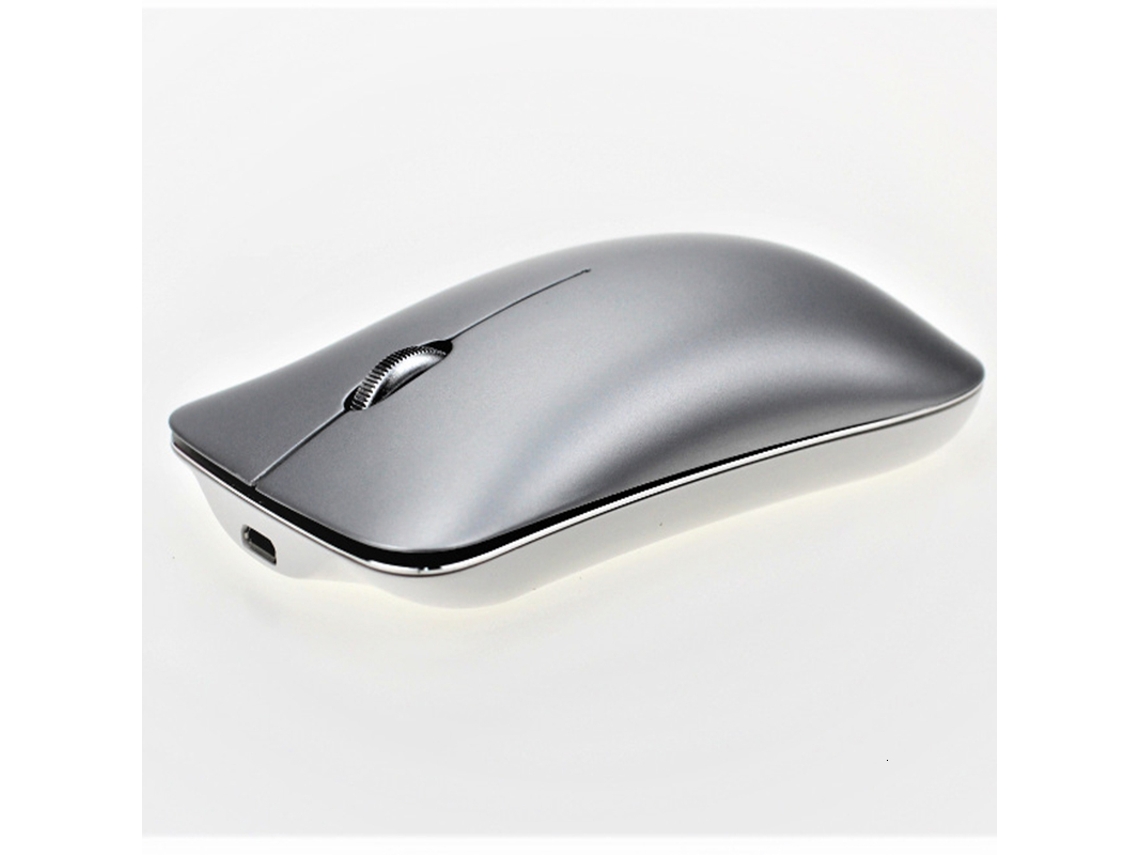 Ratón inalámbrico USB Yizhood de metal con Bluetooth 5.0, recargable, de aleación de aluminio, Bluetooth 5.0 3.0, 2,4 G, silencioso, plateado