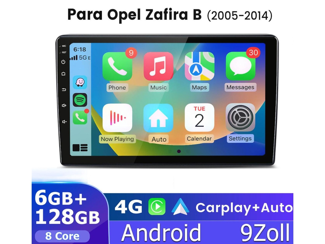 Gps Rádio Android Para Opel Zafira B 2005 2014 128gb Android 15 Com 4g E Android Auto Sem Fio